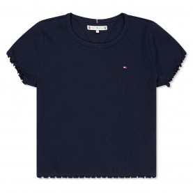 къса,блуза,детски,3/4,панталони,tommy,hilfiger,kids',essential,rib,short,sleeve,crop,top,night,navy,c1g