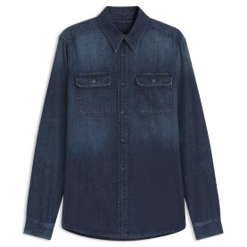 Риза с дълъг ръкав Boss Mens Double Breasted Cotton Long Sleeve Denim Shirt - Blue 426 риза,с,дълъг,ръкав,мъжки,ризи,boss,men,s,double,breasted,cotton,long,sleeve,denim,shirt,blue,426