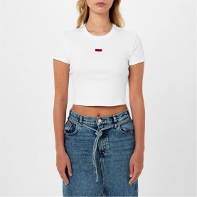 къса,блуза,дамски,топове,дамски,тениски,hugo,deluisa,crop,top,white,100