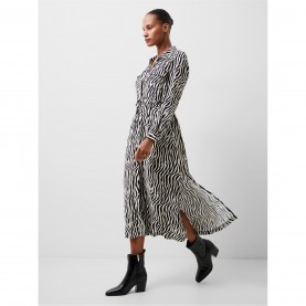 Рокля French Connection Women's Rhodes Popover Long-Sleeve Stripe Shirt Dress - 01-Blackout-Cls рокля,дамски,поли,и,рокли,french,connection,women's,rhodes,popover,long,sleeve,stripe,shirt,dress,01,blackout,cls