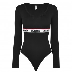 moschino,long,sleeve,tape,bodysuit,black,0555
