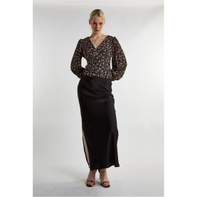 дамски,тениски,дамски,топове,glamorous,black,ditsy,print,button,front,top,black