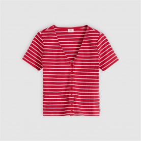 Тениска Levis Short Sleeve Striped T-Shirt - Red Stripe тениска,дамски,топове,levis,short,sleeve,striped,t,shirt,red,stripe