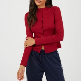 дамска,фланелка,с,дълъг,ръкав,brave,soul,bs,womens,long,sleeve,button,through,top,rouge