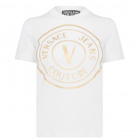 тениска,дамски,тениски,versace,jeans,couture,round,logo,t,shirt,white,g03