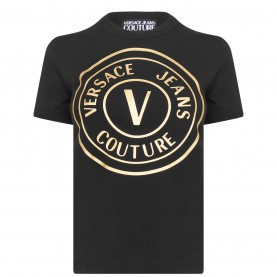 тениска,дамски,тениски,versace,jeans,couture,round,logo,t,shirt,blk,gold,g89