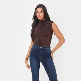 дамски,топове,i,saw,it,first,ruched,front,slinky,top,chocolate