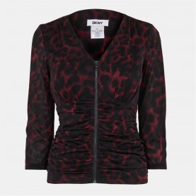 3/4,горнище,с,цип,дамски,топове,dkny,dkny,three,quarterzip,top,ld54,merlot,cheetah
