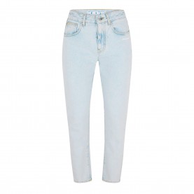 Дамски дънки Off White Womens Cropped Logo Cotton Straight Leg Jeans - Blue/White дамски,дънки,дамски,дънки,off,white,women,s,cropped,logo,cotton,straight,leg,jeans,blue,white