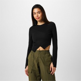 дамски,тениски,дамски,топове,jack,wills,asymmetric,rib,top,black