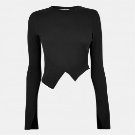 тениска,дамски,тениски,дамски,топове,jack,wills,women's,jw,asymmetric,rib,long,sleeve,t,shirt,black