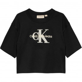 юношеска,тениска,детски,облекла,calvin,klein,jeans,cropped,logo,t,shirt,juniors,ck,black,beh