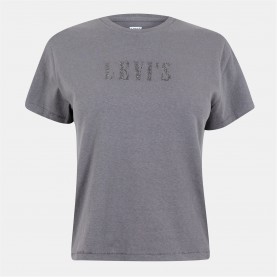 тениска,дамски,топове,levis,levis,graphic,classic,tee,rhinestone,grey