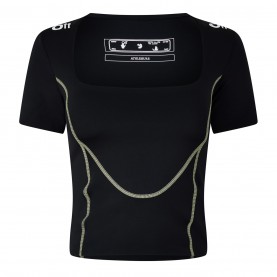 тениска,дамски,топове,off,white,contrast,stitched,t,shirt,black,white