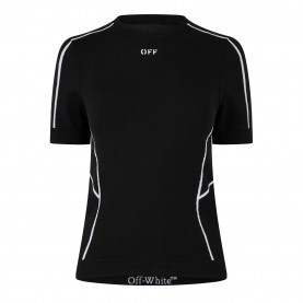 Тениска OFF WHITE Women's Seamless Stretch Short Sleeve Slim Fit T-Shirt - Black 1001 тениска,дамски,топове,off,white,women's,seamless,stretch,short,sleeve,slim,fit,t,shirt,black,1001