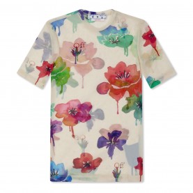 тениска,дамски,топове,off,white,floral,pop,t,shirt,sand,multi