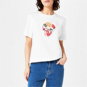 тениска,дамски,топове,ps,paul,smith,skull,t,shirt,whites01