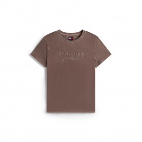 Дамска тениска Tommy Jeans Womens GMD Script T-Shirt - Black Walnut дамска,тениска,дамски,топове,tommy,jeans,women,s,gmd,script,t,shirt,black,walnut