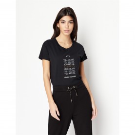 тениска,дамски,топове,armani,exchange,ax,foil,logo,tee,ld99,black