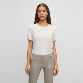 тениска,дамски,топове,boss,women's,ilyeana,regular,fit,t,shirt,open,white