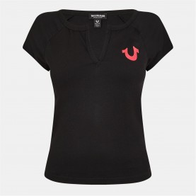 дамска,тениска,дамски,топове,true,religion,raglan,henley,t,shirt,womens,jet,black