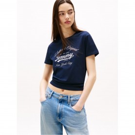 Tommy Jeans Essential Logo Tee - Navy дамски,топове,tommy,jeans,essential,logo,tee,navy
