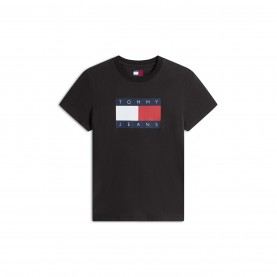 тениска,дамски,топове,tommy,jeans,women's,tj,badge,rib,regular,fit,t,shirt,black