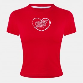 тениска,дамски,топове,tommy,jeans,tj,heart,tee,ld53,sapphire,red