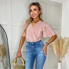 дамски,топове,ax,paris,champagne,wrap,top,butterfly,sleeve,plisse,bodysuit,champagne