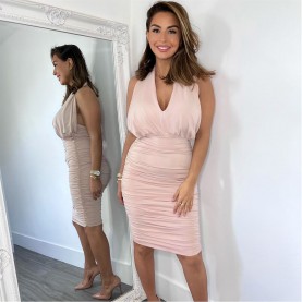 рокля,дамски,поли,и,рокли,ax,paris,nude,halter,tie,neck,ruched,midi,bodycon,dress,nude