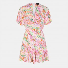 рокля,дамски,поли,и,рокли,ax,paris,multi,colour,printed,wrap,top,skater,dress,pink