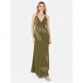 рокля,дамски,поли,и,рокли,maya,deluxe,maya,olive,palm,leaf,embellished,strappy,cross,back,maxi,dress,olive