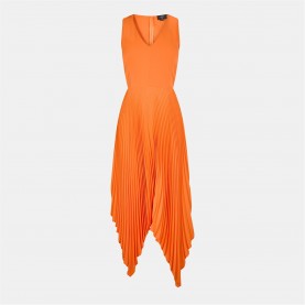 Пола AX Paris V Neck Pleated Skirt Belted Waist Midi Dress - Blood Orange пола,дамски,летен,каталог,плажен,магазин,дамски,поли,и,рокли,ax,paris,v,neck,pleated,skirt,belted,waist,midi,dress,blood,orange