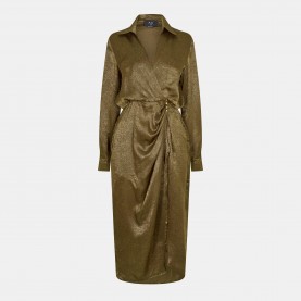 Рокля AX Paris Olive And Gold Wrap Shirt Midi Dress - Olive Green рокля,дамски,поли,и,рокли,ax,paris,olive,and,gold,wrap,shirt,midi,dress,olive,green