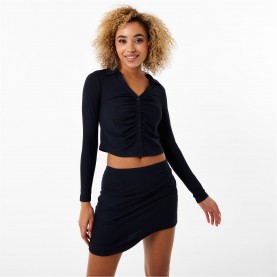 дамски,тениски,jack,wills,ruched,button,up,shirt,black