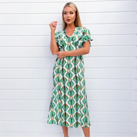 рокля,дамски,ризи,ax,paris,multi,print,v,neck,tie,detail,short,sleeve,midi,dress,multi