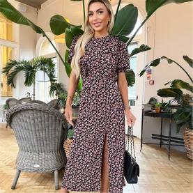 рокля,дамски,поли,и,рокли,ax,paris,multi,rose,printed,frill,detail,midi,dress,multi