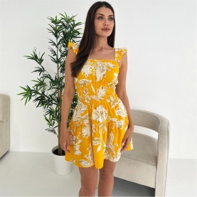 рокля,дамски,поли,и,рокли,ax,paris,yellow,floral,printed,frill,strap,mini,dress,yellow