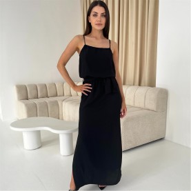 рокля,дамски,поли,и,рокли,ax,paris,tie,waist,strappy,split,leg,midi,dress,black