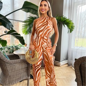 дамски,летни,гащеризони,ax,paris,rust,printed,cut,out,jumpsuit,rust