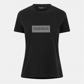 Дамска тениска NAPAPIJRI Napapijri Box Logo Short Sleeve T-shirt Womens - Black дамска,тениска,дамски,топове,napapijri,napapijri,box,logo,short,sleeve,t,shirt,womens,black