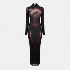 Дамска рокля Jean Paul Gaultier Womens Long Maxi Dress - Black/Brown дамска,рокля,jean,paul,gaultier,women,s,long,maxi,dress,black,brown