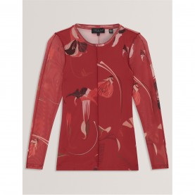дамски,топове,ted,baker,ted,fitted,mesh,top,ld54,red