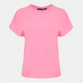 Тениска French Connection Women's Crepe Crew Neck T-Shirt - 60-Aurora Pink тениска,дамски,топове,french,connection,women's,crepe,crew,neck,t,shirt,60,aurora,pink