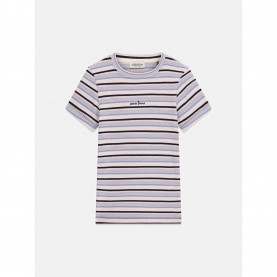 Дамска тениска Guess Womens Star Embroidered Cotton Rib Stripe Slim Fit T-Shirt - Ocean Stripes дамска,тениска,дамски,топове,guess,women,s,star,embroidered,cotton,rib,stripe,slim,fit,t,shirt,ocean,stripes