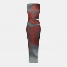 Дамска рокля Jean Paul Gaultier Womens Floor Length Flowing Maxi Dress - White/Grey/Red дамска,рокля,jean,paul,gaultier,women,s,floor,length,flowing,maxi,dress,white,grey,red