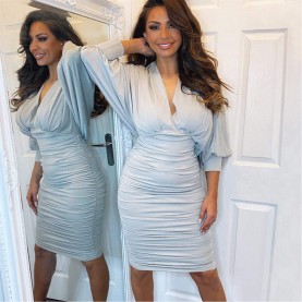 рокля,дамски,поли,и,рокли,ax,paris,bat,wing,sleeve,midi,dress,silver