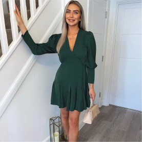 рокля,дамски,поли,и,рокли,ax,paris,long,sleeve,skater,dress,teal