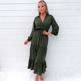 рокля,дамски,поли,и,рокли,ax,paris,sleeve,wrap,top,smock,midi,dress,olive