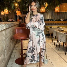 пола,дамски,поли,и,рокли,ax,paris,pink,printed,batwing,top,wrap,skirt,midi,dress,dusty,pink
